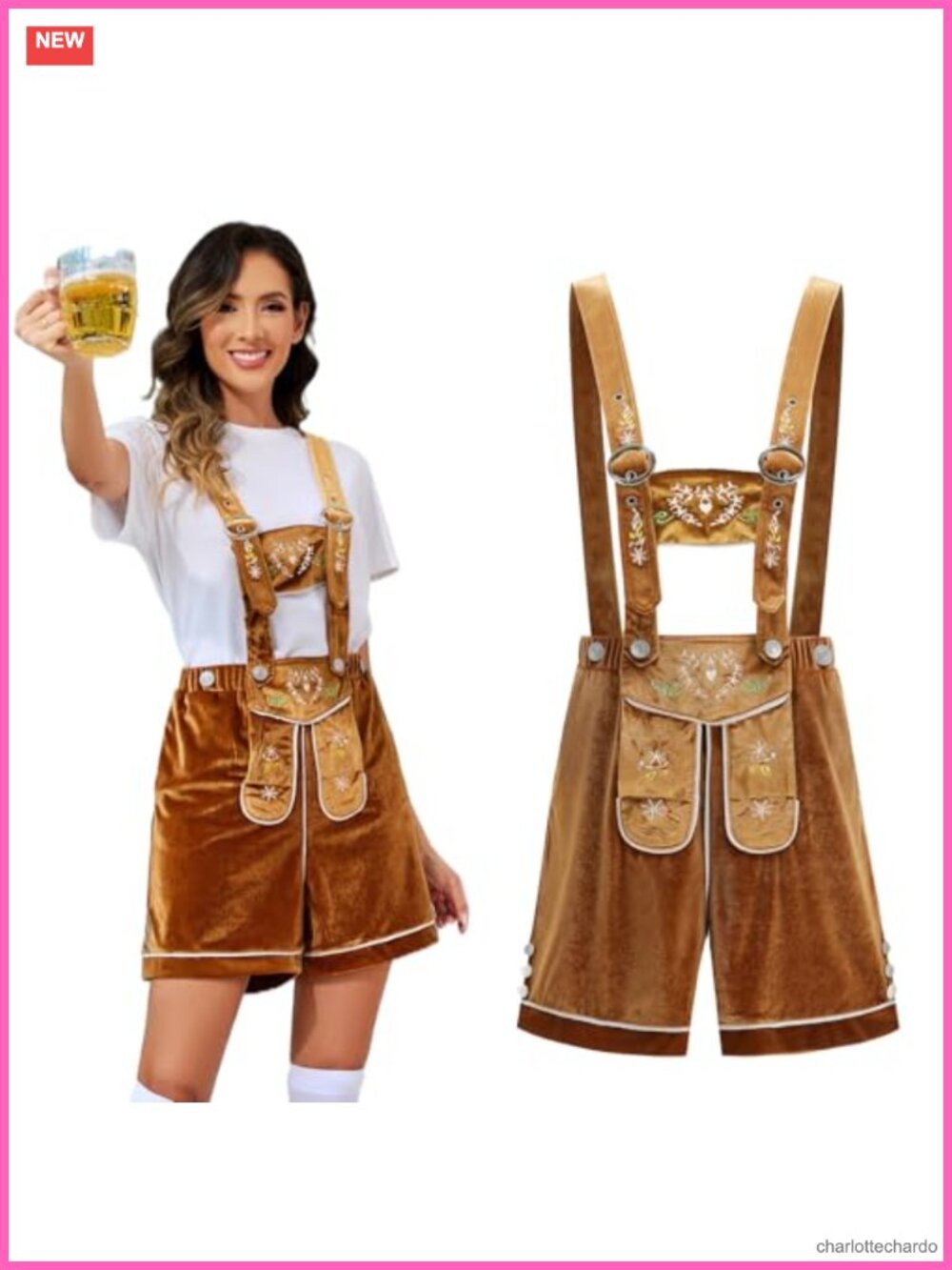 Oktoberfest Lederhosen Costume Set for Women with Suspenders
